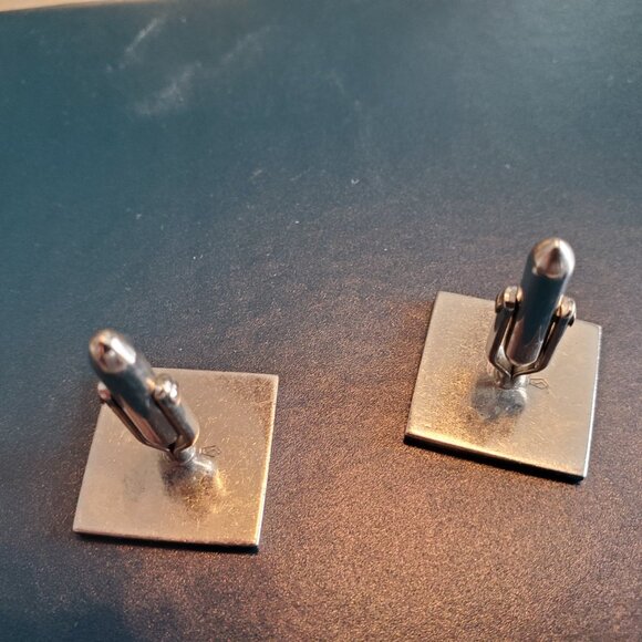 VTG Brushed Silver Tone Starburst Cufflinks - Picture 2 of 3